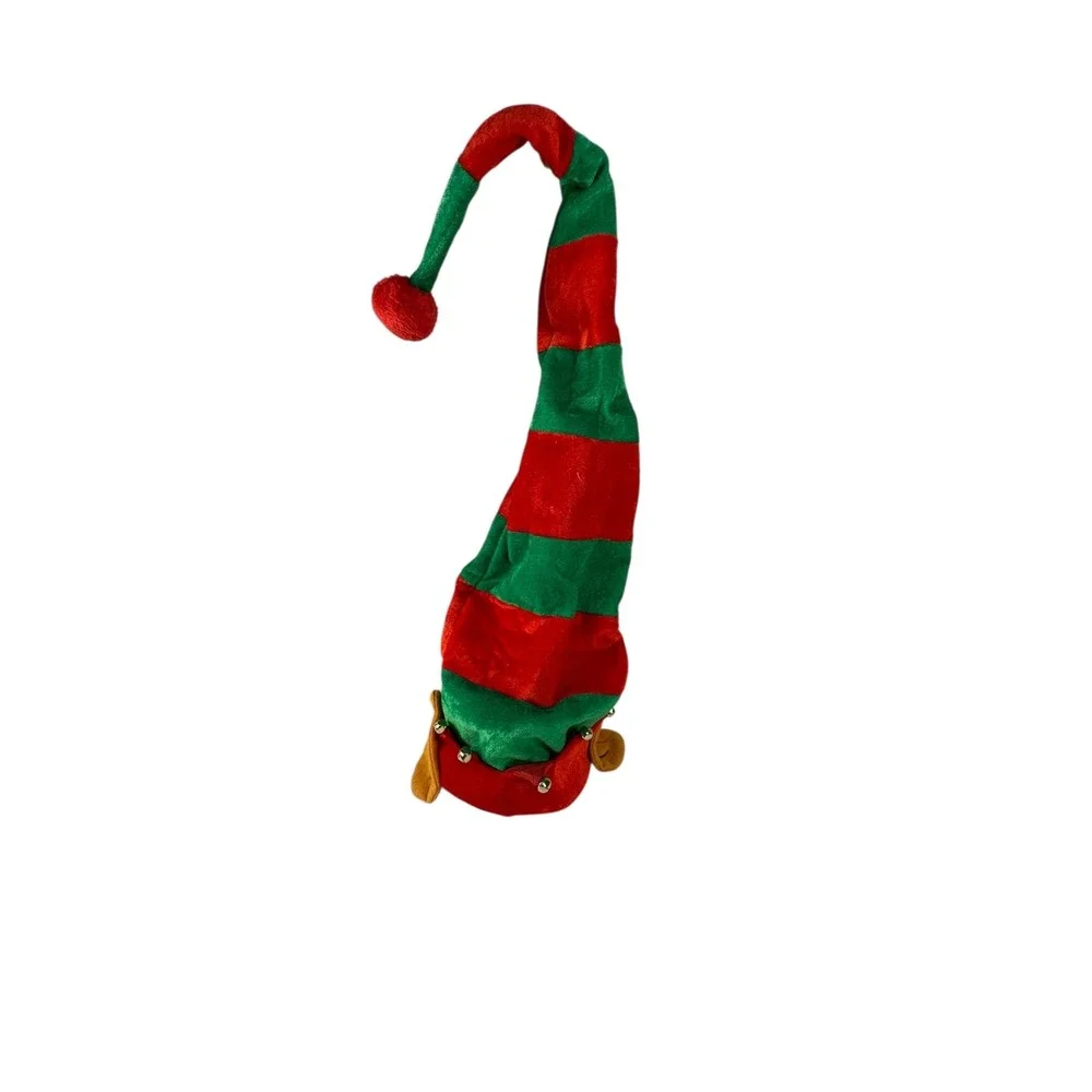 Giggling‎ Getup Elf Hat Red Green Striped Jingle Bells Adult Unisex Christmas